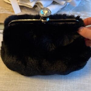 Chic Black Faux Fur Clutch